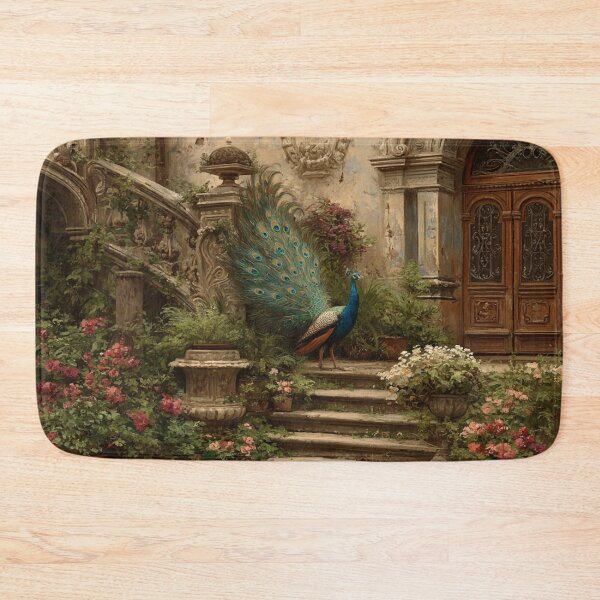 Item preview, A majestic Peacock displaying its full tail in a palace garden, Birds in Motion designed and sold by CDC40.