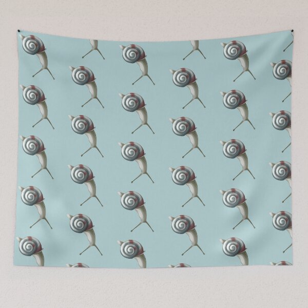 Item preview, Snail with a spiral shell walks slowly in a garden on a sunny day, exploring the plants and soil designed and sold by Ms. Iryna.