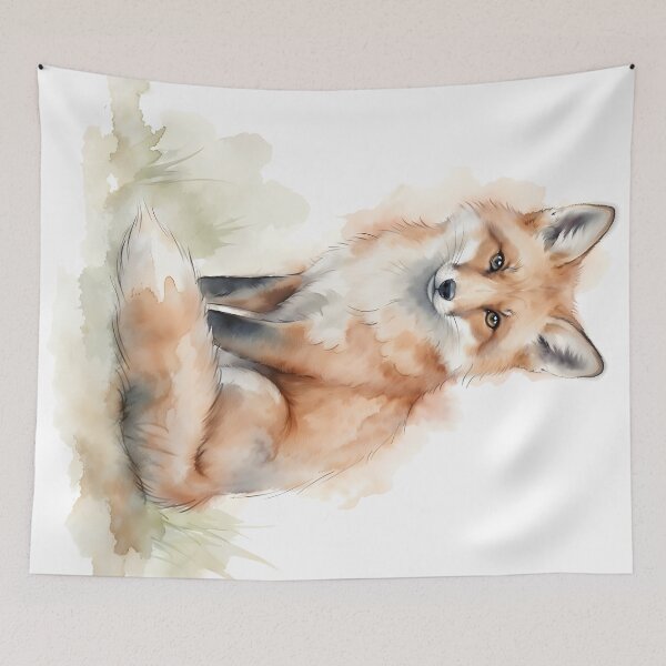 Item preview, Red Fox Watercolor Portrait - Elegant Woodland Wildlife Art designed and sold by RubisLeaf.