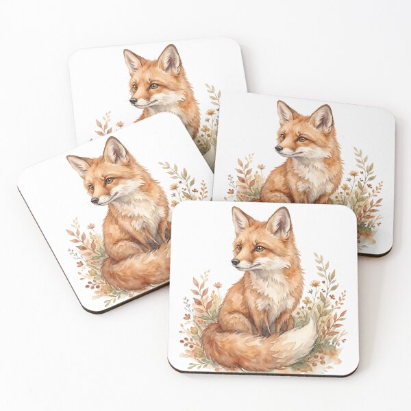 Item preview, Fox Watercolor Illustration - Wildflower Woodland Animal Art designed and sold by RubisLeaf.
