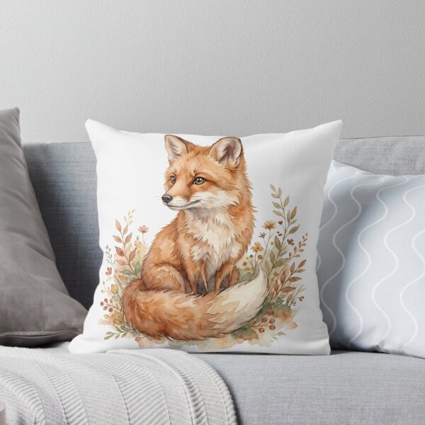 Item preview, Fox Watercolor Illustration - Wildflower Woodland Animal Art designed and sold by RubisLeaf.