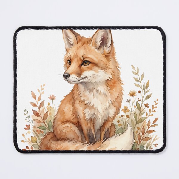 Item preview, Fox Watercolor Illustration - Wildflower Woodland Animal Art designed and sold by RubisLeaf.