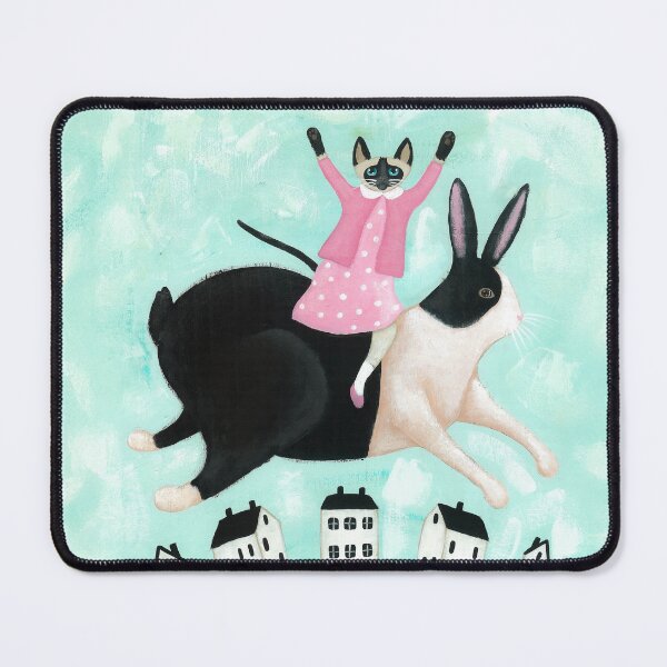 Item preview, Siamese Cat and Hopping Rabbit designed and sold by KilkennyCat Art.