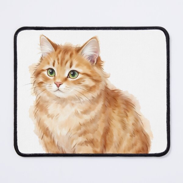 Item preview, Ginger Cat Watercolor Art - Fluffy Orange Tabby Kitten Portrait designed and sold by RubisLeaf.