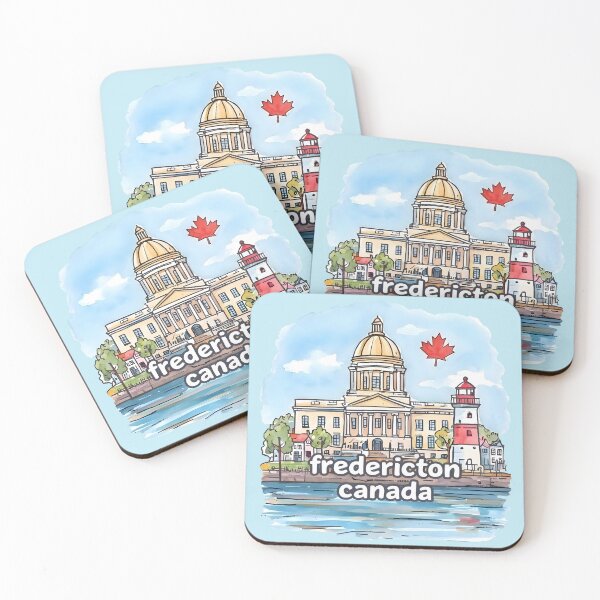 Item preview, Fredericton New Brunswick Canada Watercolor Skyline Cute Cityscape designed and sold by HowToCanadian.