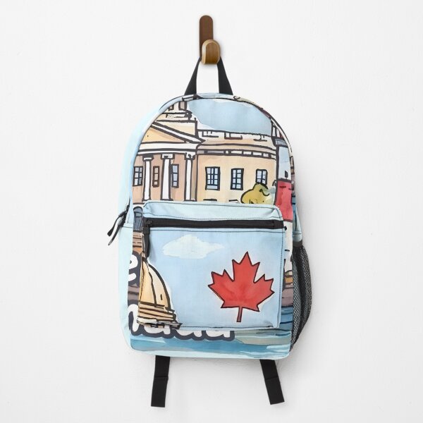Item preview, Fredericton New Brunswick Canada Watercolor Skyline Cute Cityscape designed and sold by HowToCanadian.