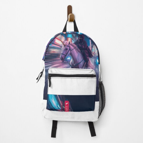 Item preview, "Cyberpunk Ninja Riding Unicorn - Neon Tokyo Night Adventure" designed and sold by AIGen-Studio.
