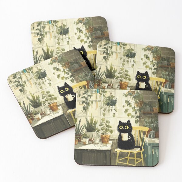 Item preview, Ritual matutino del gato negro: un momento de tranquilidad con una taza designed and sold by Erika Kaisersot.