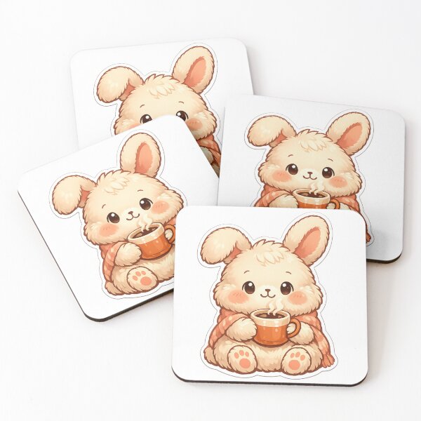Item preview, Cozy Bunny Coffee – Cute Kawaii Autumn Aesthetic Rabbit with Warm Drink designed and sold by Karxo-co.