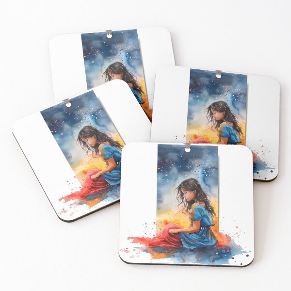Item preview, Celestial Reflection Ethereal Watercolor Woman Art designed and sold by VineVibe16Studio.