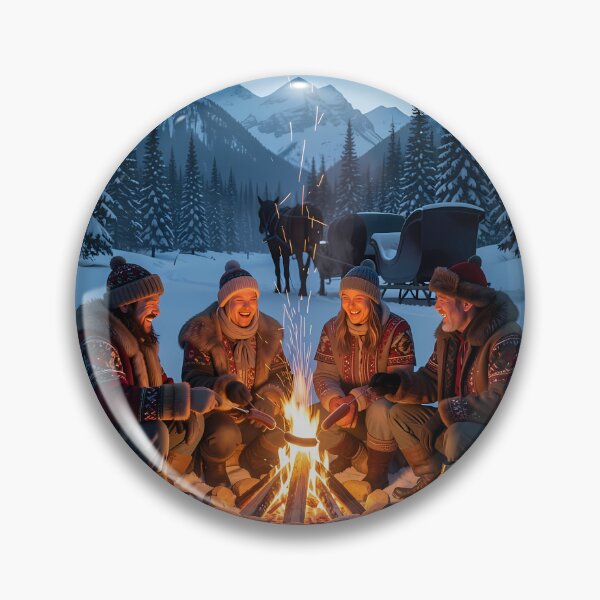 Item preview, Cozy Winter Campfire Gathering Beneath Silent Alpine Peaks designed and sold by ArtaFutura.