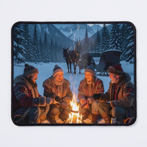 Item preview, Cozy Winter Campfire Gathering Beneath Silent Alpine Peaks designed and sold by ArtaFutura.