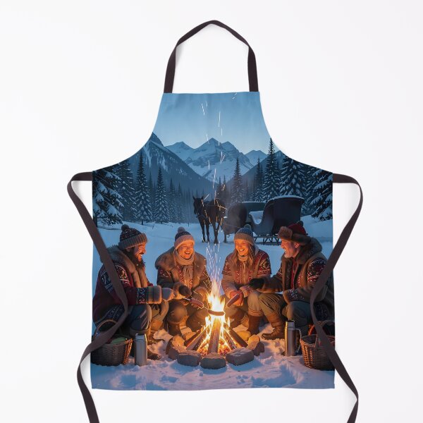 Item preview, Cozy Winter Campfire Gathering Beneath Silent Alpine Peaks designed and sold by ArtaFutura.