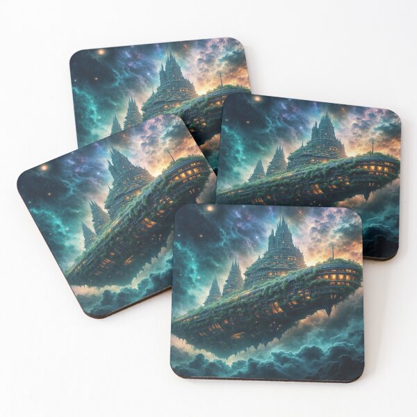 Item preview, Floating Cosmic City in Mystic Sky with Nature‑Tech Fantasy Architecture designed and sold by FotoworldEdel.