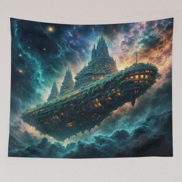 Item preview, Floating Cosmic City in Mystic Sky with Nature‑Tech Fantasy Architecture designed and sold by FotoworldEdel.
