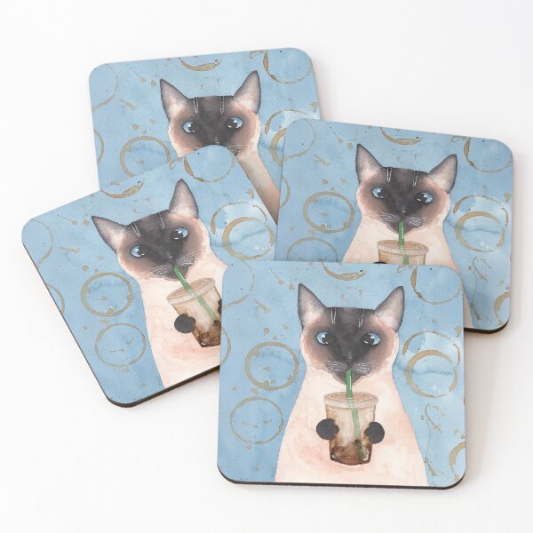 Item preview, Siamese Cat With Iced Coffee designed and sold by KilkennyCat Art.