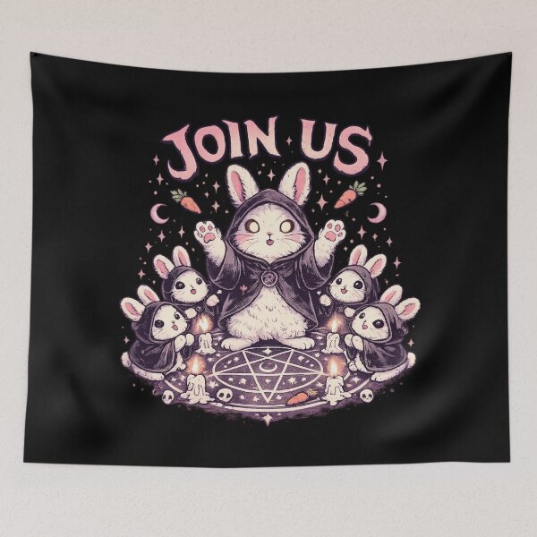 Item preview, Cute Occult Bunny Coven – Funny Witch Rabbits Summoning Circle designed and sold by SidTastic .