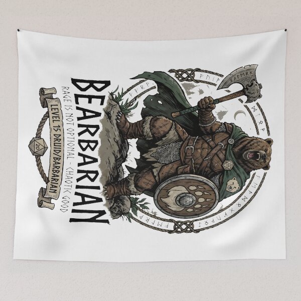 Item preview, Bear Barbarian Druid Broad Game Art - Tabletop RPG Fantasy Gamer Gift designed and sold by RubisLeaf.
