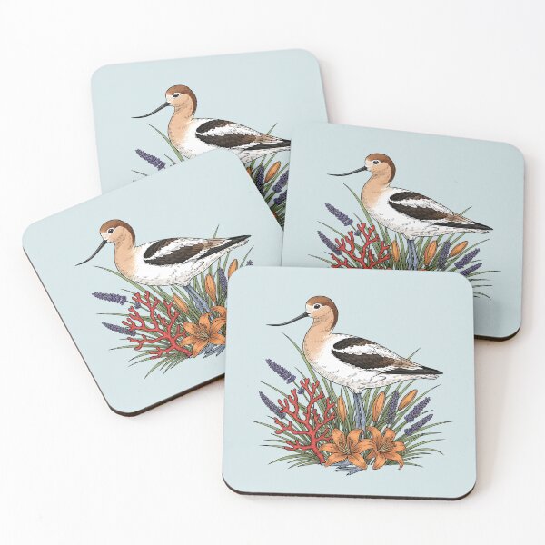 Item preview, American Avocet With Wildflowers Botanical Bird Illustration designed and sold by BirdsnStuff.