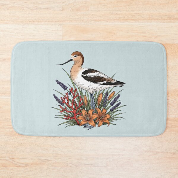 Item preview, American Avocet With Wildflowers Botanical Bird Illustration designed and sold by BirdsnStuff.
