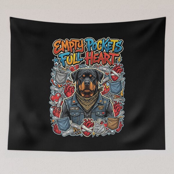 Item preview, Rottweiler Empty Pockets Full Heart Streetwear Graphic TShirt Art designed and sold by Tong4130.