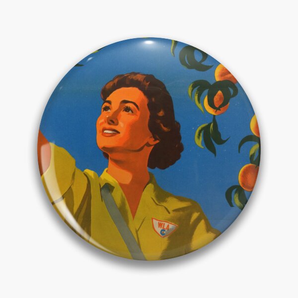 Item preview, Vintage WWII Poster Art | Women's Land Army US Crop Corps | Morley | Harvest War Crops | Peach Picking Propaganda Print designed and sold by artofuniverse.