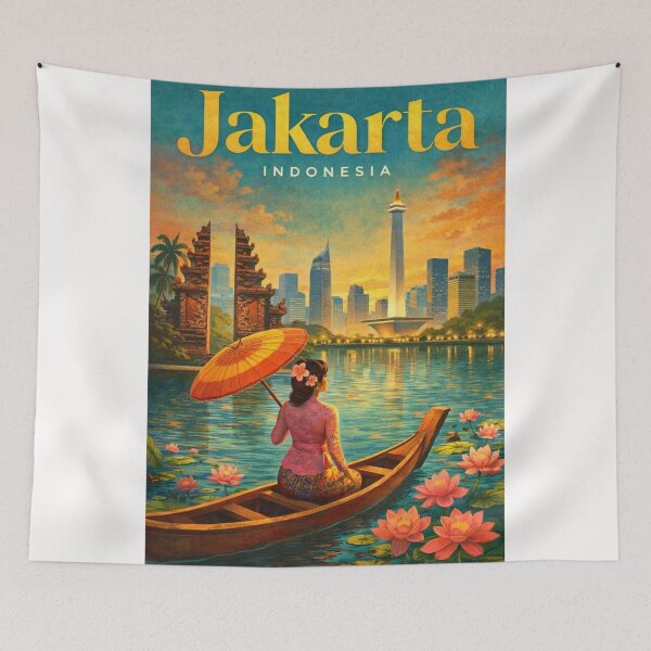 Item preview, Jakarta Monas Skyline with Kota Tua Gate and Sunda Kelapa Waterfront designed and sold by Places On Earth.