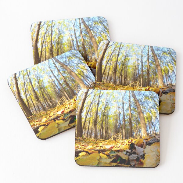 Item preview, Autumn Forest Floor Perspective – Golden Leaves and Tall Trees designed and sold by onubi.