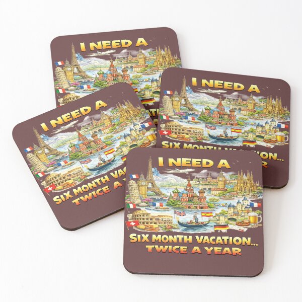 Item preview, I Need a Six Month Vacation Twice a Year – Funny Travel Quote T-Shirt, Europe Landmarks Illustration, Wanderlust Design designed and sold by Sushikidsntoddlers.
