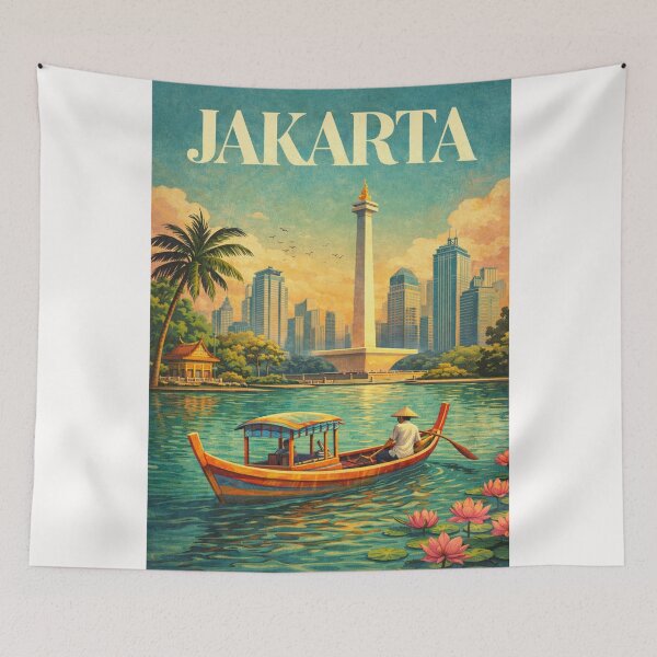 Item preview, Jakarta Monas Waterfront with Ancol Marina and Central Jakarta Skyline designed and sold by Places On Earth.