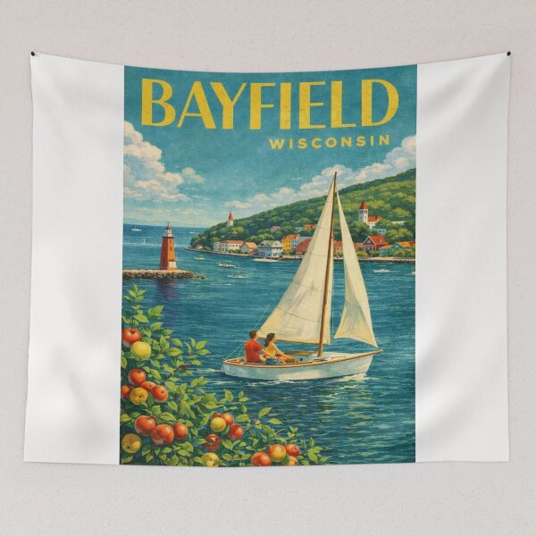 Item preview, Bayfield Harbor on Lake Superior with Apostle Islands Lighthouse designed and sold by Places On Earth.