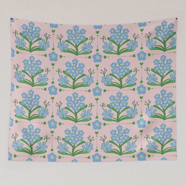 Item preview, Forget me not spring blue flowers illustration designed and sold by Catphonesoup.