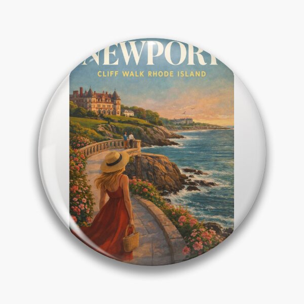 Item preview, Newport Cliff Walk Coastal Path with Bellevue Avenue Mansions and Atlantic Views designed and sold by Places On Earth.