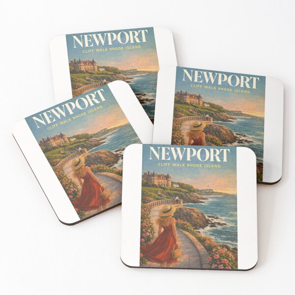 Item preview, Newport Cliff Walk Coastal Path with Bellevue Avenue Mansions and Atlantic Views designed and sold by Places On Earth.