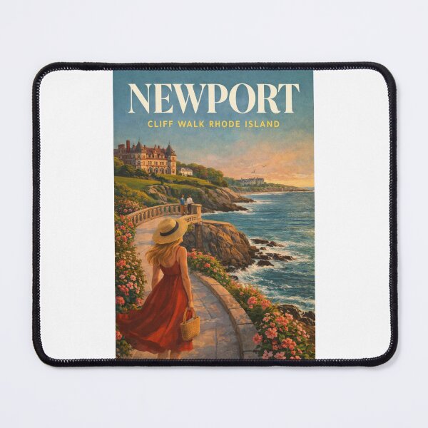 Item preview, Newport Cliff Walk Coastal Path with Bellevue Avenue Mansions and Atlantic Views designed and sold by Places On Earth.