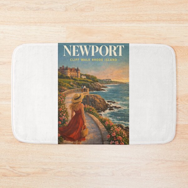 Item preview, Newport Cliff Walk Coastal Path with Bellevue Avenue Mansions and Atlantic Views designed and sold by Places On Earth.