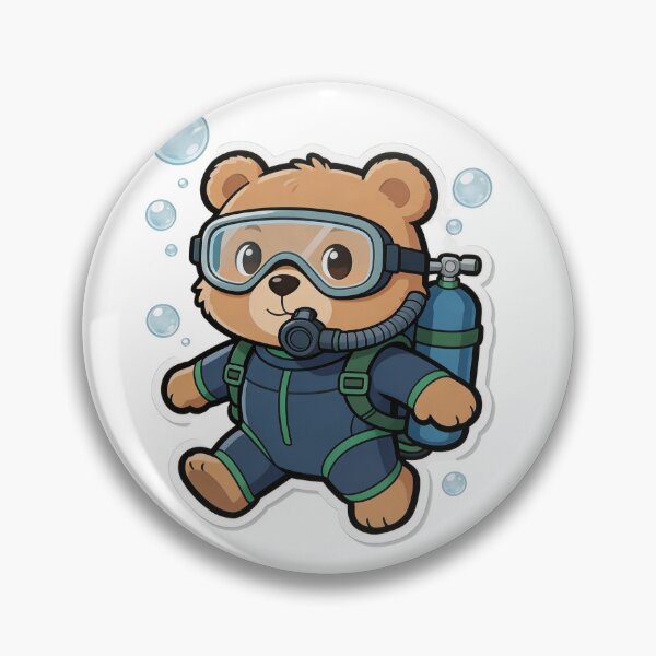 Item preview, Cute Scuba Diving Bear Sticker-Kawaii Teddy Bear Underwater Cartoon  designed and sold by carestazafeli.
