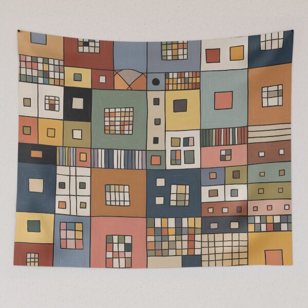 Item preview, Abstract Geometric Cityscape – Klee Inspired Modern Color Block Wall Art designed and sold by Tamas Das.