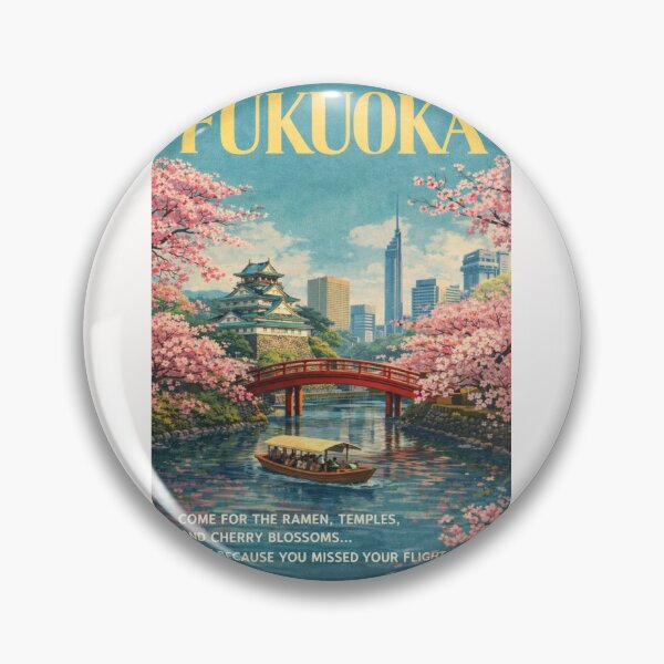 Item preview, Fukuoka Cherry Blossom Canal with Fukuoka Castle and Hakata Skyline designed and sold by Places On Earth.