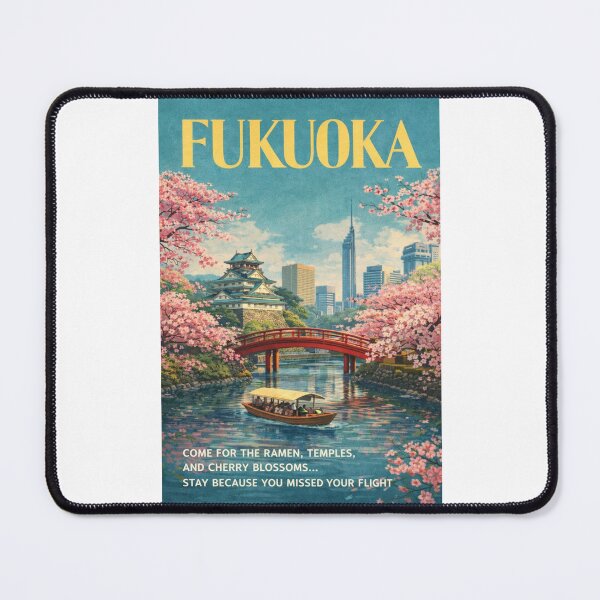 Item preview, Fukuoka Cherry Blossom Canal with Fukuoka Castle and Hakata Skyline designed and sold by Places On Earth.