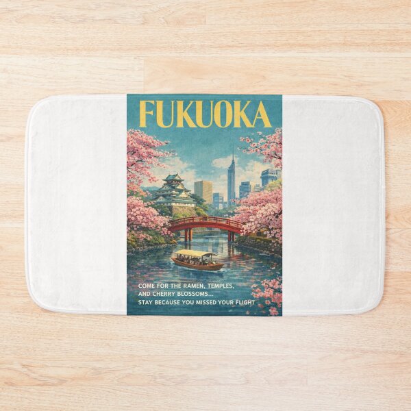 Item preview, Fukuoka Cherry Blossom Canal with Fukuoka Castle and Hakata Skyline designed and sold by Places On Earth.