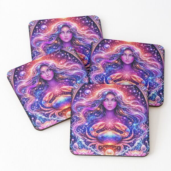 Item preview, Cancer Astrology Art - Elegant Goddess with Mystical Crab & Lotus Flowers designed and sold by David Brookes Digital.