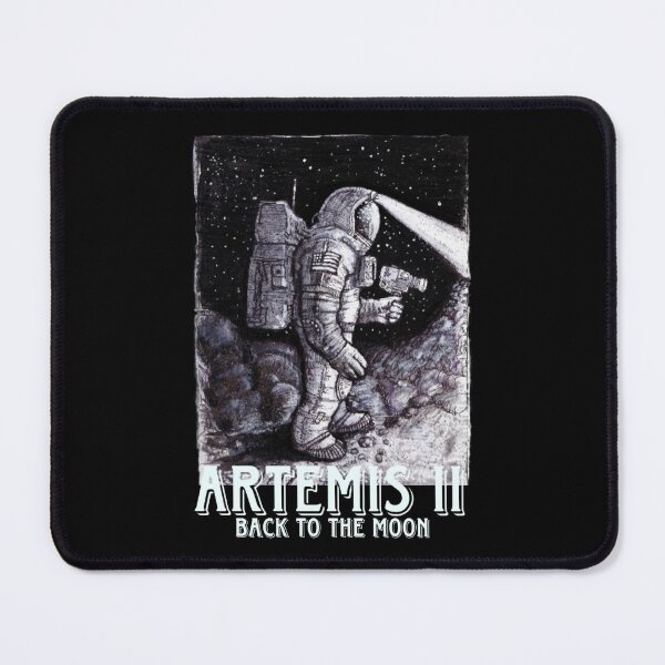 Item preview, Artemis II Moon Mission - Astronaut Silhouette & Galaxy Flag Digital Art designed and sold by Yasmine Mohammed.