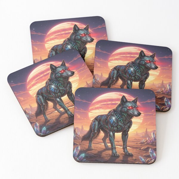 Item preview, Cybernetic Wolf Warrior in a Mystic Sci‑Fi Crystal Landscape designed and sold by FotoworldEdel.