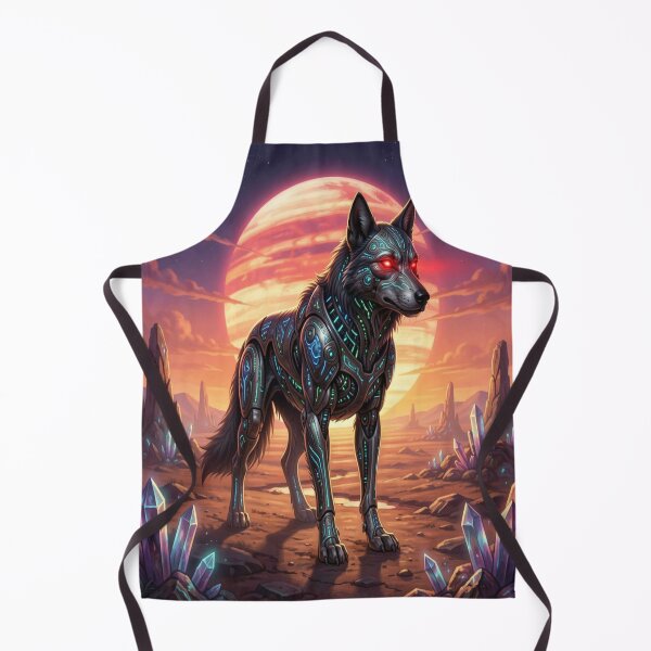 Item preview, Cybernetic Wolf Warrior in a Mystic Sci‑Fi Crystal Landscape designed and sold by FotoworldEdel.