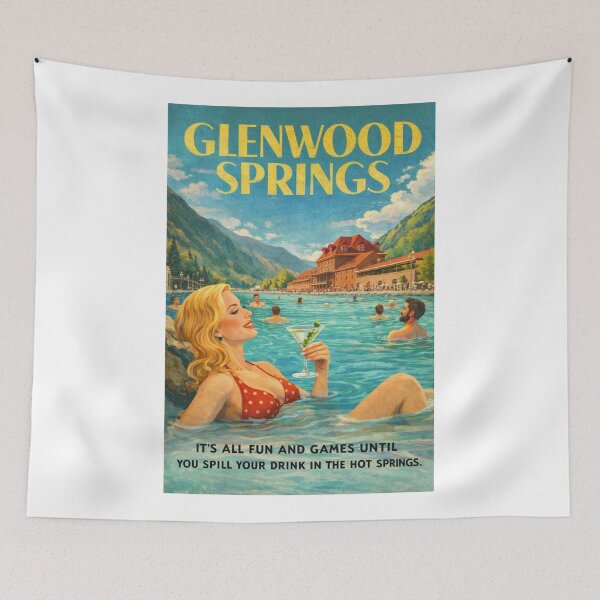 Item preview, Glenwood Springs Hot Springs Pool with Rocky Mountains Colorado designed and sold by Aryabek.