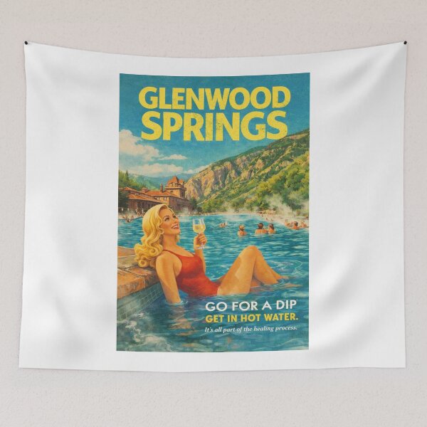 Item preview, Glenwood Springs Resort Pool with Glenwood Canyon and Colorado River designed and sold by Aryabek.