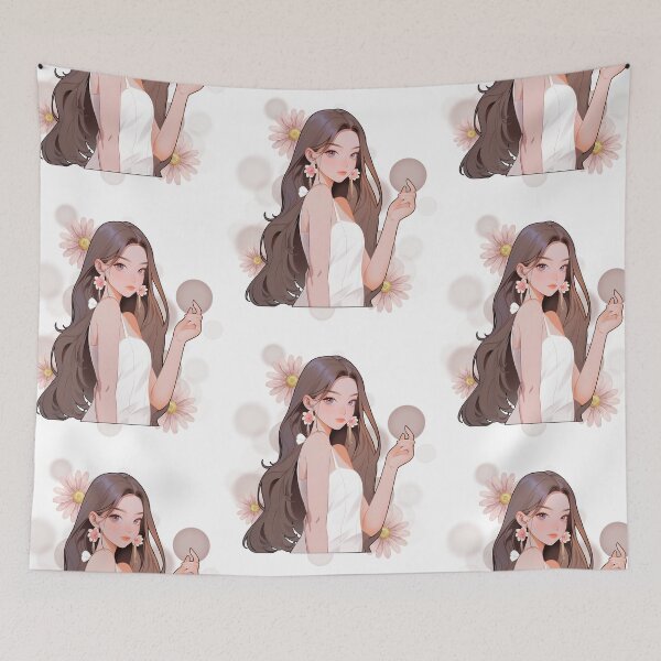 Item preview, Woman in Japanese Style in Soft Pink Tones - Kawaii Illustration designed and sold by iamKRUK.
