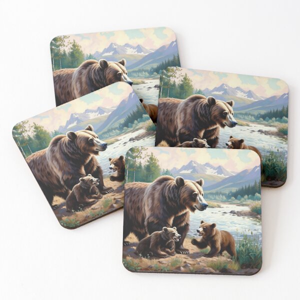 Item preview, Bear Mother and two Cubs Watercolour designed and sold by Kirrindy Designs.