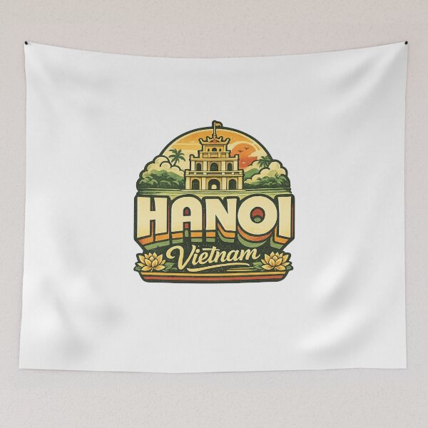 Item preview, Hanoi Vietnam Hoan Kiem Lake with Turtle Tower and Old Quarter designed and sold by Aryabek.